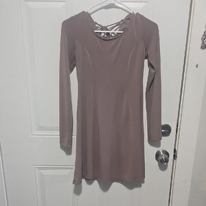 J. Crew Dusty Mauve Long-Sleeve Dress with Crisscross Back